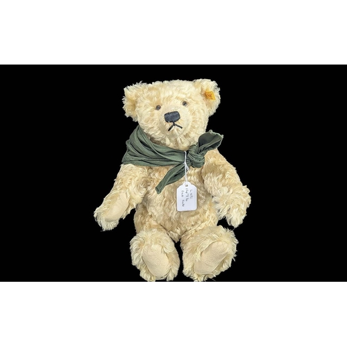 1476 - Steiff ' Growler ' Teddy bear with Silk Scarf. Good Condition Throughout. Approx Height 16 Inches.