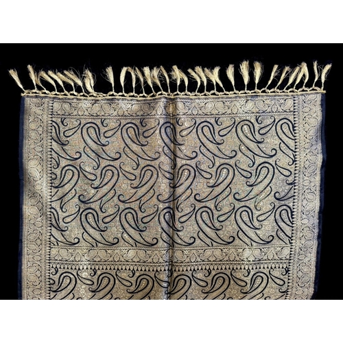 1521 - Ladies Black & Gold Paisley Wrap/Shawl, made with gold thread, with a fringe edging.  Measures appro... 