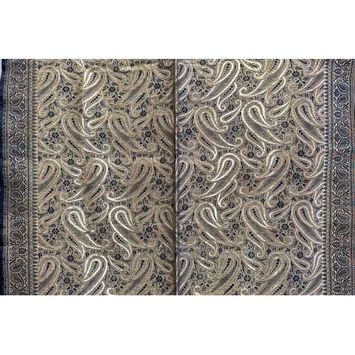 1521 - Ladies Black & Gold Paisley Wrap/Shawl, made with gold thread, with a fringe edging.  Measures appro... 