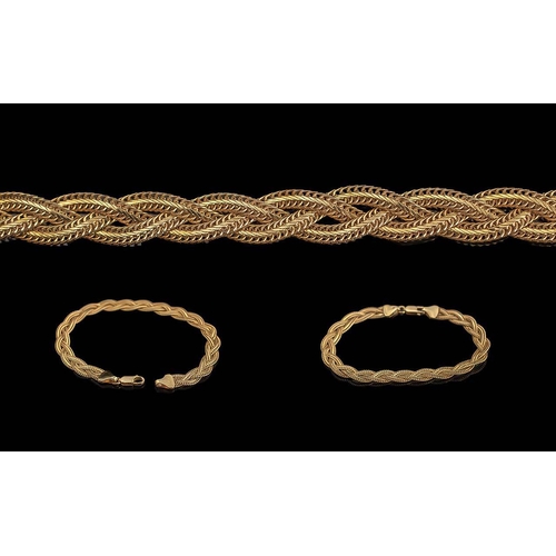 17A - Ladies Quality 9ct Gold Basket Weave Design Bracelet, Marked 9.375. Excellent Warm Gold Colour and D... 