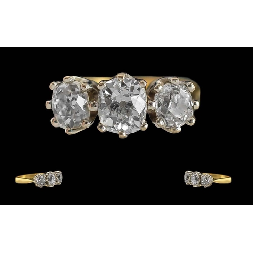 19A - Ladies - Pleasing 1920's 18ct 3 Stone Diamond Set Ring, Full Hallmark to Interior of Shank, The Well... 