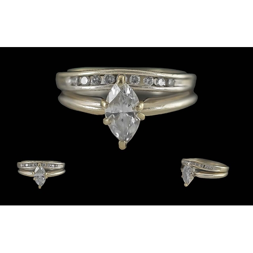 238 - Ladies Contemporary and Fine 14ct Gold Diamond Set Dress Ring. Marked 585 - 14ct to Shank. The Centr... 