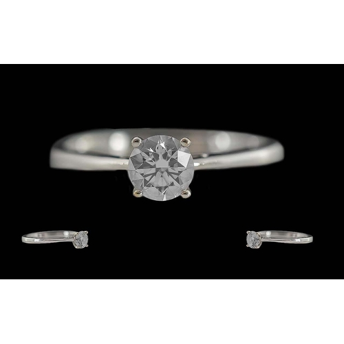 23A - Ladies 18ct White Gold Single Stone Diamond Set Ring, Marked 18ct to Interior of Shank. The Modern R... 