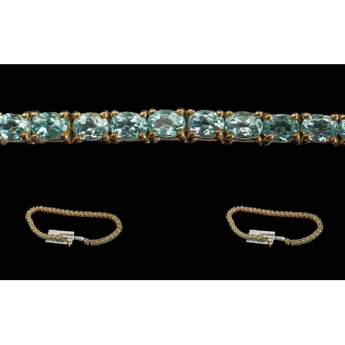 39A - Ladies Pleasing 9ct Gold Blue Apatite Set Bracelet. Marked 9ct Gold with Tag, R.R.P £1.873 pounds. W... 