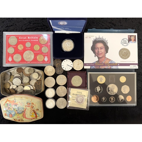 425 - Collection of Coins, some silver, Royal Mint, £5 pieces, Festival of Britain, 2001 boxed silver proo... 