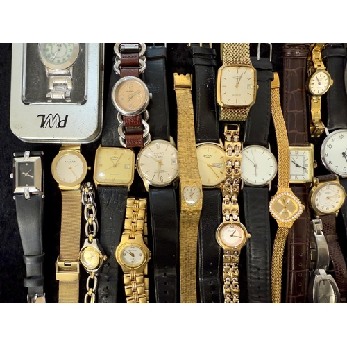 433 - Collection of Ladies & Gentlemen's Wristwatches, leather and bracelet straps, assorted designs and m... 