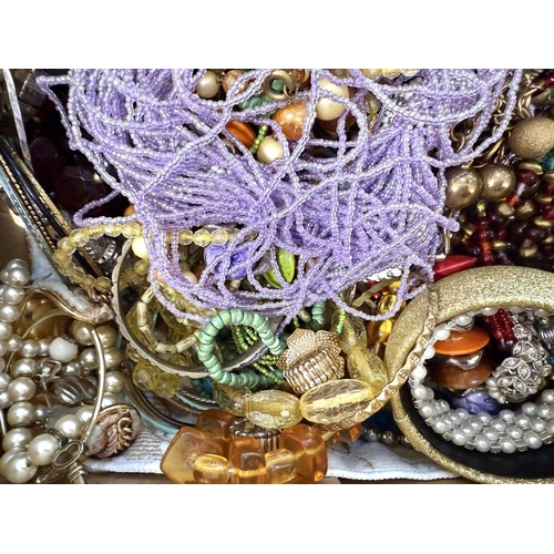 435 - Large Quantity of Costume Jewellery, contained in a banana box, comprising bangles, bracelets, beads... 