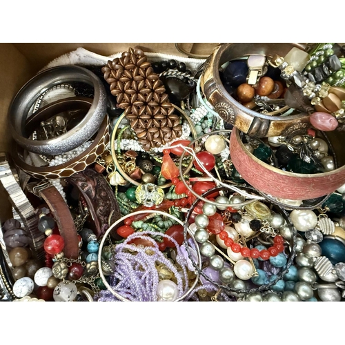 435 - Large Quantity of Costume Jewellery, contained in a banana box, comprising bangles, bracelets, beads... 