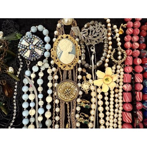 465 - Collection of Costume Jewellery, comprising pearls, beads, chains, brooches, earrings, pendants, bra... 