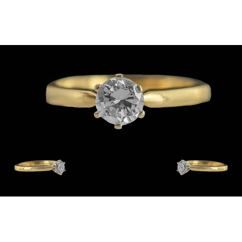 51A - Ladies Fine Quality 18ct Gold Single Stone Diamond Set Ring, Full Hallmark to Interior of Shank. The... 