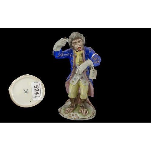 558 - A Fine Collection of Assorted Hand Painted Porcelain 19th Century Monkey Band Figures, Various Facto... 