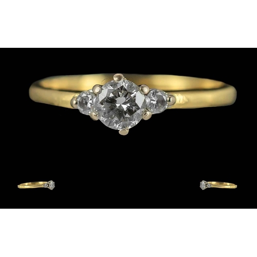 67 - Ladies 18ct Gold Diamond Set Ring, Full Hallmark to Interior of Shank. The Central Modern Brilliant ... 