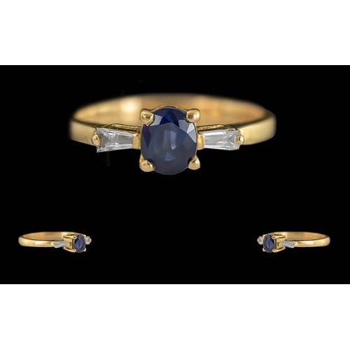 72 - Ladies Attractive Contemporary 18ct Gold Sapphire and Diamond Set Dress Ring, marked 750 - 18ct to i... 