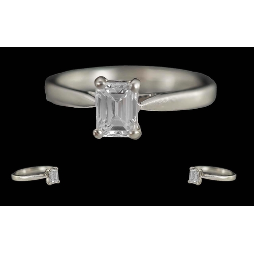 75 - Ladies Excellent Quality Platinum Single Stone Diamond Set Ring - Marked 950 Platinum To Interior Of... 