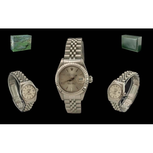 8 - Rolex - Oyster Perpetual Date/Just Ladies Stainless Steel Chronometer Wrist Watch. Serial Number 904... 