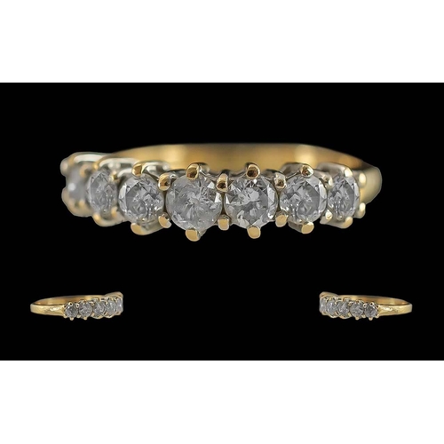 81 - Ladies Pleasing Quality 18ct Gold 7 Stone Diamond Set Ring. Full Hallmark to Interior of Shank. Diam... 