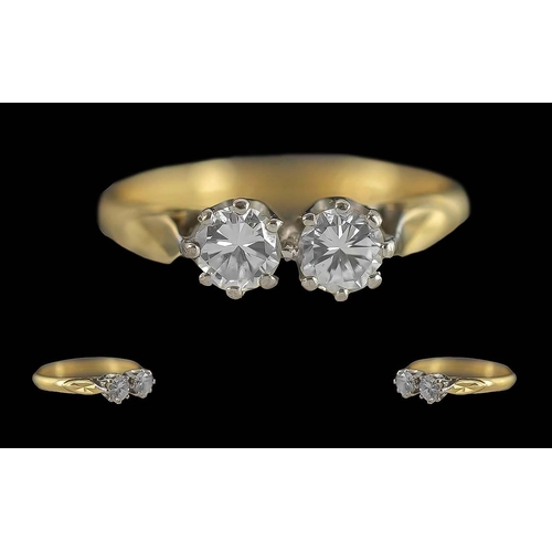 84 - Ladies - Excellent Quality 18ct Gold Two Stone Diamond Set Ring, Full Hallmark to Interior of Shank,... 