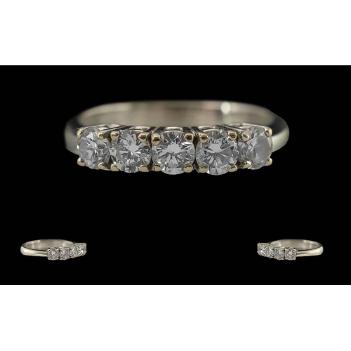 95 - Ladies 18ct White Gold Five Stone Diamond Set Ring, marked 750 to interior of shank.  The well-match... 