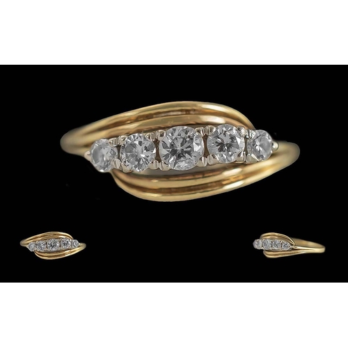 96 - Ladies Excellent Quality 9ct Gold 5 Stone Diamond Set Ring, full hallmark to interior of shank, the ... 