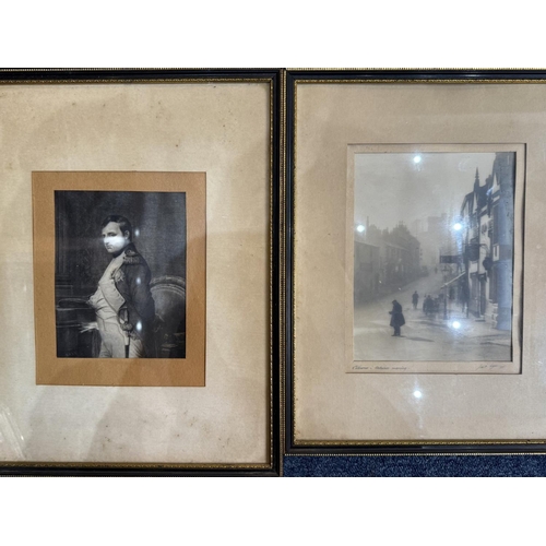 915 - Etched Framed Pictures, Napoleon, Grand Theatre Blackpool, and other framed items.