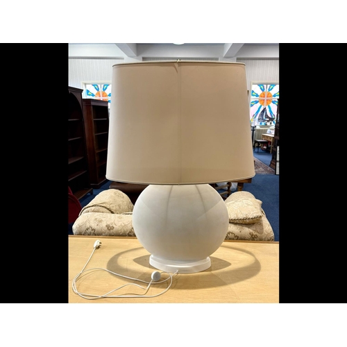 1041 - Very Large French Louis Drimmer Table Lamp. Cream oval shaped base with matching shade.  Measures ov... 