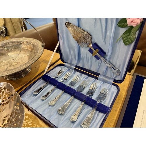 1375 - Large Box of Silver Plated Ware, Includes Cutlery, Bowls, Serving Dishes etc.