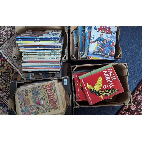 1458A - Four Small Boxes of Children's Annuals & Comics, to include 33 Blue Peter Albums, set of 1-8 Eagles ... 