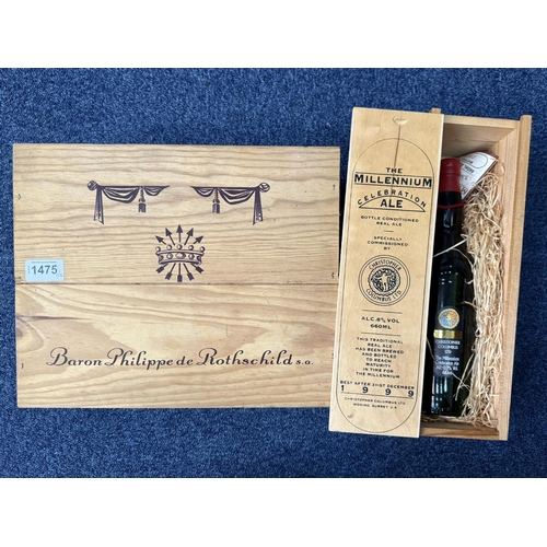 1475 - Baron Felippe de Rothschild Wooden Boxed Two Bottle Gift Set, together with a  Millennium Celebratio... 