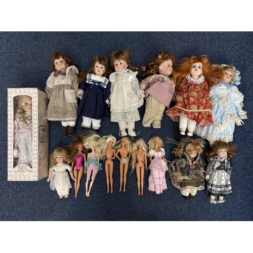 1476 - Collection of Ten Bisque Headed Dolls, together with six 1980s Barbies.