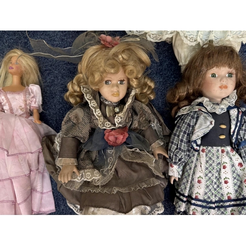 1476 - Collection of Ten Bisque Headed Dolls, together with six 1980s Barbies.