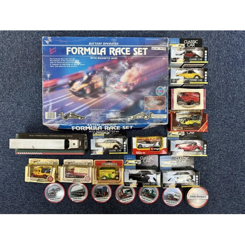 1481 - Collection of Die Cast Models to include vintage Formula Race Set, Eddie Stobart Scania, and boxed C... 