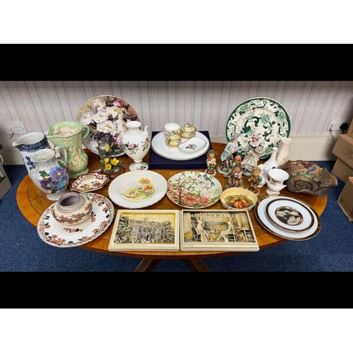 1514 - Box of Assorted Pottery to include Hummel, Wedgwood, continental figures, tea pot, Chokin, etc.