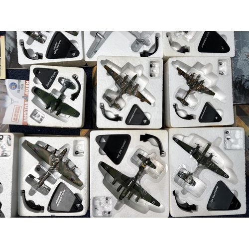 1427 - Atlas Editions Boxed Military Aircraft, small scale models for adult collectors, 12 in total, with d... 