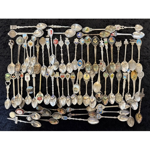 1460A - Good Collection of Silver & Silver Plate Novelty Spoons, Various Designs / Towns / Subjects.