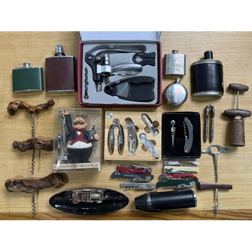 1505 - Two Boxes Containing Drinking Accessories, corkscrews, hip flasks, and associated.