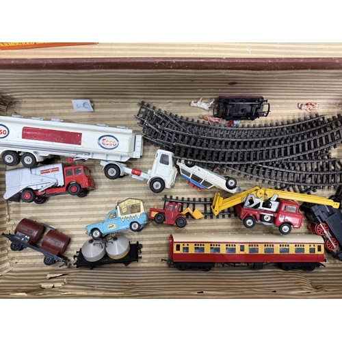 1430 - Old Suitcase, Containing Mixed Diecast To Include, 2 Boxed Corgi 1127 Fire Engine & 1128 Priestman C... 