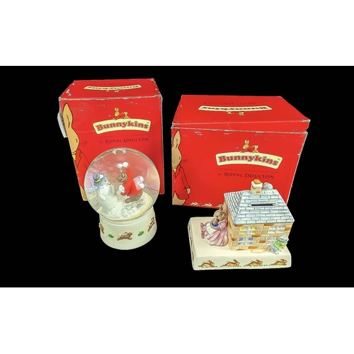 1432A - Two Royal Doulton Bunnykins Figures, comprising 'Penny For Your Thoughts' Money Box, and Bunnykins S... 