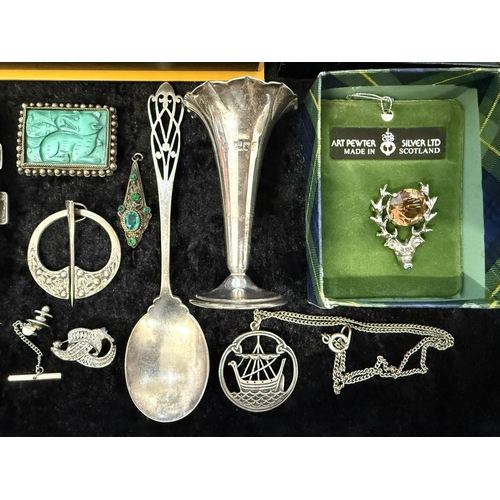 1433 - Bag of Mixed Collectables. Includes Silver, Jewellery, Pocket Knife, Gents Tie Pins, Cross Blue Foun... 