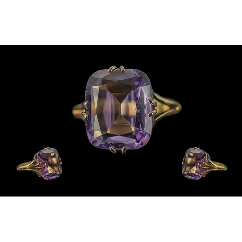 215 - Ladies 9ct Gold Single Stone Amethyst Set Ring, Marked 9ct to Shank. The Faceted Amethyst of Pleasin... 