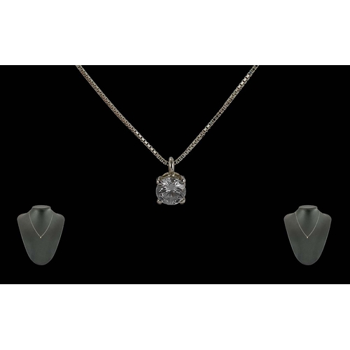 355 - 18ct White Gold Diamond Pendant and Chain, set with a round modern brilliant cut diamond.  Est. diam... 