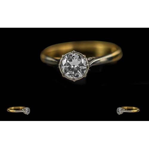 Ladies 18ct Gold Single Stone Diamond Set Ring - Marked 18ct To ...