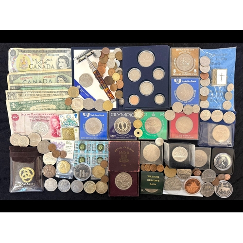Box of Collectibles, comprising coins including 1951 Five Shilling coin ...