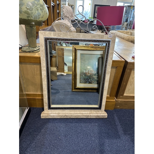 1030 - Italian Style Marbled Effect Modern Mirror,  silvered scroll top design, stepped marbled base.  Heig... 