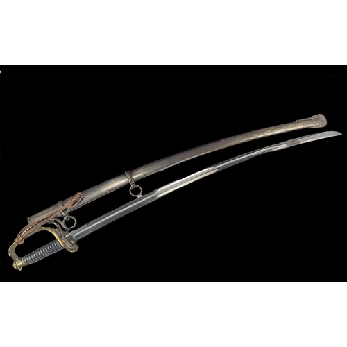 1303 - American Civil War, Rare Heavy Cavalry Sword And Scabbard, marked For J Ames mfg co Chicopee, Also M... 