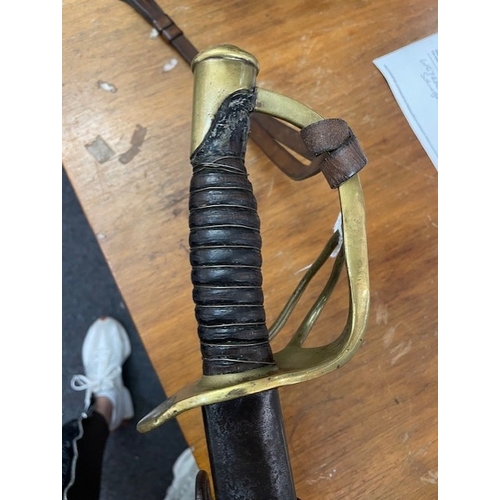 1303 - American Civil War, Rare Heavy Cavalry Sword And Scabbard, marked For J Ames mfg co Chicopee, Also M... 