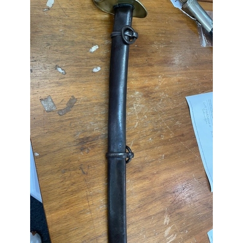 1303 - American Civil War, Rare Heavy Cavalry Sword And Scabbard, marked For J Ames mfg co Chicopee, Also M... 