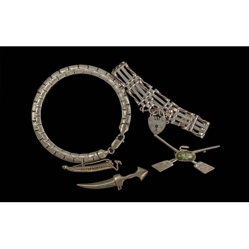 481 - Collection of 925 Sterling Silver Jewellery. Includes Gate Bracelet and Heart Shaped Padlock, Bracel... 