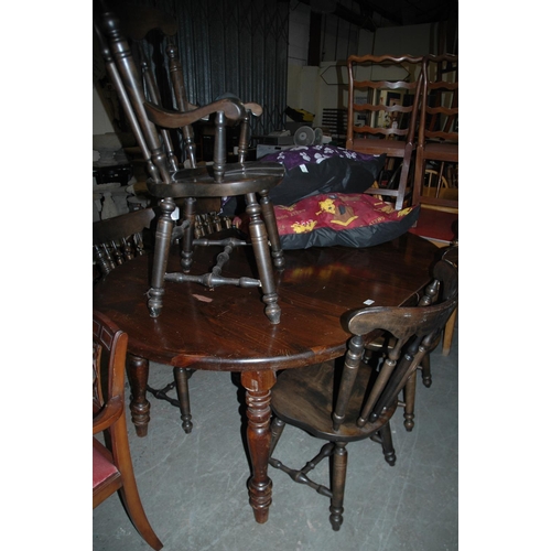 110 - American pine table & 5 chairs