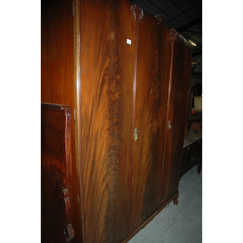 162 - Mahogany triple wardrobe