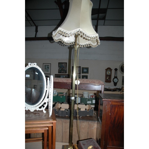 174 - Brass standard lamp with shade